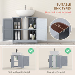 Pedestal Sink Storage Cabinet, Bathroom Sink Cabinet with 2 Barn Doors and Adjustable Shelf,Dark Gray (Without washbasin)