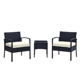 3-Piece Conversation Set in Black and Cream