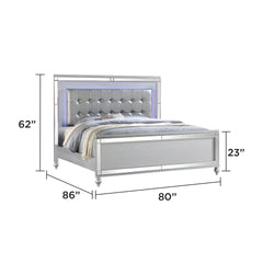 STERLING King 5 PC LED Bedroom set made with wood in Silver Color (NJ INVENTORY)
