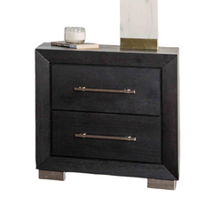 Contemporary Style 1pc Nightstand Chrome Legs Soft Closing English Dovetail Drawers Metal Handles Black Finish Bedroom Furniture
