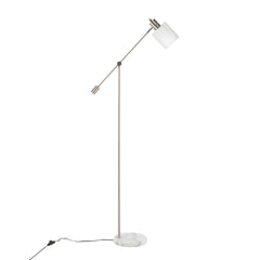 Marcel Contemporary/Glam Floor Lamp in White Marble and Nickel Metal with Clear and Frosted Glass Shade by LumiSource