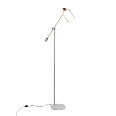 Marcel Contemporary/Glam Floor Lamp in White Marble and Nickel Metal with Clear and Frosted Glass Shade by LumiSource