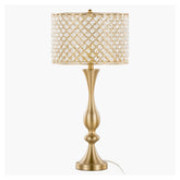 Topaz 27" Glam/Art Deco Metal Table Lamp in Gold Metal with Clear K9 Crystal and Metal Shade from Grandview Gallery by LumiSource