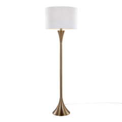 Lenuxe 65" Contemporary Metal Floor Lamp in Matte Golden Bronze Metal and White Linen from Grandview Gallery by LumiSource