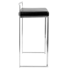 Fuji Contemporary Stackable Barstool with Black Faux Leather by LumiSource - Set of 2