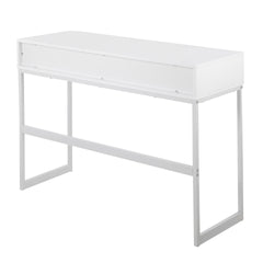 Franklin Contemporary Console Table in White Metal and White Wood by LumiSource