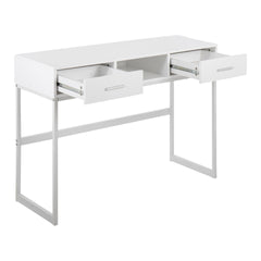 Franklin Contemporary Console Table in White Metal and White Wood by LumiSource