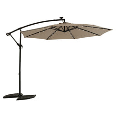 10ft Solar LED Offset Hanging Market Patio Umbrella ( khaki )(No Base)