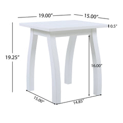 SELMA Acacia wood Accent Side Table in White PU, Weather-Resistant Rectangular End Table for Patio, Garden, Lawn, and Living Room(White PU)