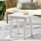 SELMA Acacia wood Accent Side Table in White PU, Weather-Resistant Rectangular End Table for Patio, Garden, Lawn, and Living Room(White PU)