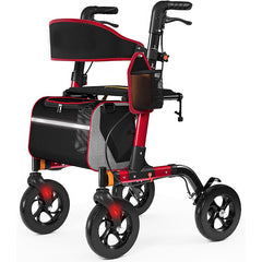 Walkers for Seniors, Rollator Walker with Seat, 350 lb Weight Capacity, 18" Big Seat, 8" All-Terrain Wheels, 6-Level Adjustable Height, Lightweight Aluminum Frame Rollator Walkers for Seniors (RED)