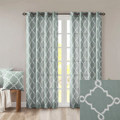 Fretwork Print Grommet Top Window Curtain Panel(Only 1 Pc Panel)