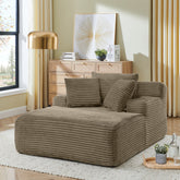 Single lazy sofa lounge chair, no assembly required, made of velvet fabric, fluffy modern single lounge chair, used for indoor living rooms and bedrooms-Brown