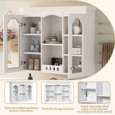Wall Mounted Medicine Cabinet, Bathroom Wall Cabinet with 2 Glass Doors, Over The Toilet Space Saver Storage Cabinet with Ample Storage, White