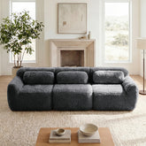 114''Soft And Fluffy Plush Fabric,Modular Sectional Sofa Couches,Ergonomic Design With Ottoman And Throw Pillows,Full-compression Vacuum Packaging Buckle Connection For Study,Home Theater,Dark Grey