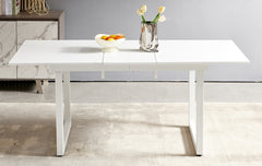 white color,Square Extendable Dining Table with metal leg,Modern Space Saving Kitchen Table for Living Room( 70.86" W x 31.5" D x 29.5" H)
