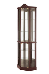 Glass Cabinet Lighted Corner Cabinet Corner Display Curio Cabinet, Glass Display With Light Bar Cabinet, Wine Cabinet with Adjustable Glass Shelves Carved Decoration DAARK CHERRY, Light(Included)