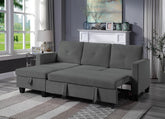 Nova 82.5" Dark Gray Velvet Reversible Sleeper Sectional Sofa with Storage Chaise