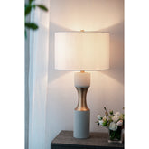 15x15x30" Cement With Metal Table Lamp