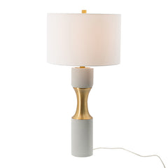 15x15x30" Cement With Metal Table Lamp