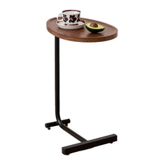 2-pieces Brown C-shaped Side Table, Small Sofa Table for Small Spaces, Living Room, Bedroom