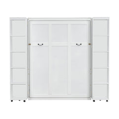 Queen Murphy Bed Wall Bed with Storage Doors, White