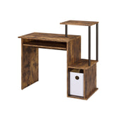 Weathered Oak and Black Computer Desk with Keyboard Tray
