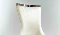 White Finish Glam Style 2pc Side Chair Silver Legs Tiger Printed Upholstered Seat Dining Room