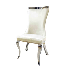 White Finish Glam Style 2pc Side Chair Silver Legs Tiger Printed Upholstered Seat Dining Room