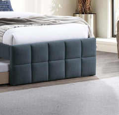 Contemporary Style 1pc Full Size Bed w/ Trundle Upholstered Headboard And Footboard Grid Pattern Charcoal Finish Bedroom Furniture