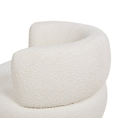 Fuji 360 Swivel Low Barrel Back Accent Chair, Ivory White Boucle