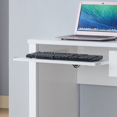 Student desk home office desk 39"W Compact desk Writing Desk Laptop Desk White One drawer Keyboard Drawer Wooden Knob