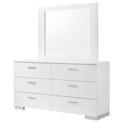 Dulcey White High Gloss 6-drawer Dresser with Mirror