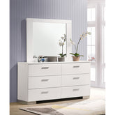 Dulcey White High Gloss 6-drawer Dresser with Mirror