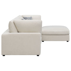 Rhette Beige 4-piece Upholstered Sectional with Ottoman