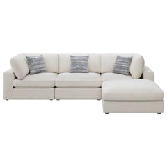 Rhette Beige 4-piece Upholstered Sectional with Ottoman