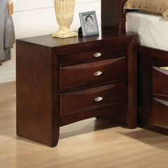 1pc Espresso Finish Nightstand Two Storage Drawers and Pull Out Tray Wooden Bedroom Furniture