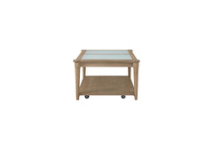 Frosted Glass Top Cocktail Table With Casters