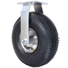 10IN CASTER pneumatic tire(2PCS RIGID), Caster Wheel, Rigid Plate, Steel Hub with Ball Bearings, 5/8-Inch Bore Centered Axle -black