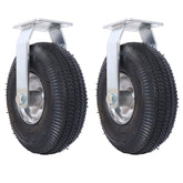 10IN CASTER pneumatic tire(2PCS RIGID), Caster Wheel, Rigid Plate, Steel Hub with Ball Bearings, 5/8-Inch Bore Centered Axle -black