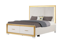 OBSESSION Contemporary Style King Tufted Bed Made with Wood & Gold Finish (NJ INVENTORY)