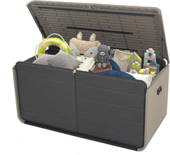 Resin Deck Box 160 Gallons, Large Heavy-Duty Outdoor Storage Box, Lockable & Waterproof Patio Outside Storage Box for Patio Furniture, Tools, Pool Supplies