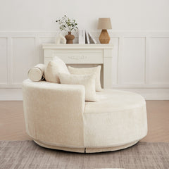 55''L Chenille Foam Single Swivel Chair, Fluffy Modern Sleeper, 360 Degree Swivel Chair for Living Room, Bedroom, Lounge and Projection Room