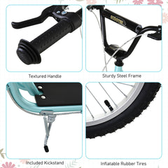 Aosom Youth Scooter Kick Scooter for Kids 5+ with Adjustable Handlebar 16" Front and Rear Dual Brakes Inflatable Wheels, Blue