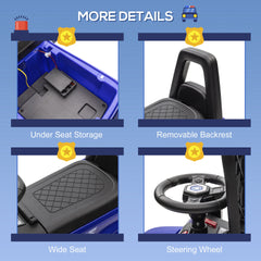 Aosom Kids Push Ride On Car with Working PA System and Horn, Police Truck Style Foot-to-Floor Sliding Car for Boys and Girls with Under-Seat Storage, for 18 Months to 5 Years Old, Blue