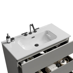 BB0936Y331, Integrated white ceramic basin, drain assembly NOT included