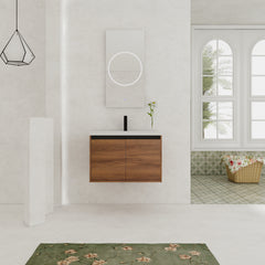 LEVISTAR Brown 30 Inch Bathroom Vanity with resin Countertop Sink, 2 Doors Bathroom Cabinet Set