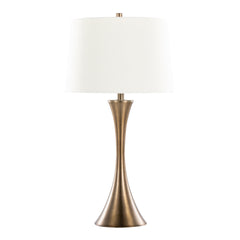 Lenuxe 29" Contemporary Metal Table Lamp in Matte Golden Bronze with Off-White Linen Shade from Grandview Gallery by LumiSource - Set of 2
