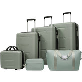 6 Piece Luggage Set,Lightweight Hardshell Suitcase with Double Spinner Wheels Handle Password Lock,14 IN Cosmetic Case 20/24/28 IN Luggages with Duffel Bag and Toiletry Bag