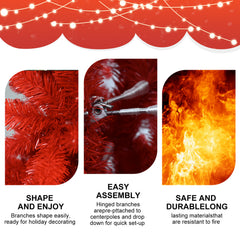 6FT Red Christmas Tree – Pure Red PVC Tree with 804 Tips, Hinged Branches for Easy Setup, Stable Metal Stand, Bold Holiday Decoration
